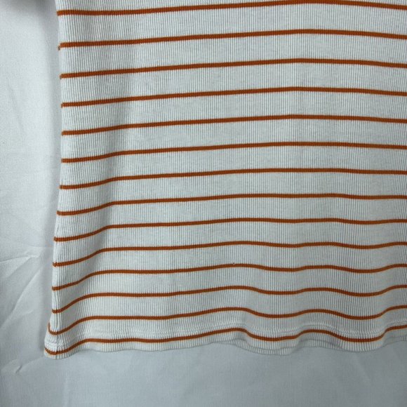 Lauren Ralph Lauren Womens White Orange Stripe Short Sleeve V-Neck Shirt Medium - Picture 6 of 10